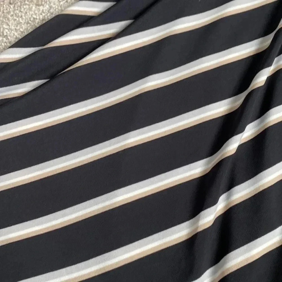 Maurices Stripe Flutter Sleeve Wrap Dress V-Neck Black White Tan Gray Size S - Picture 12 of 13